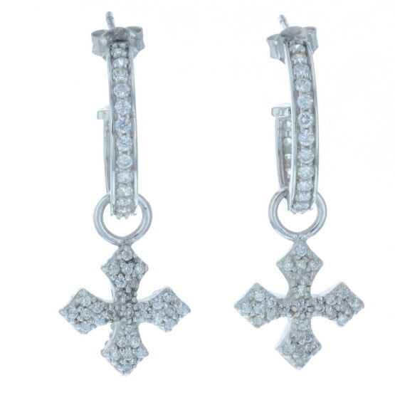 Small Pave CZ MB Cross Hoops