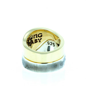 Yin Yang Double Stack Ring in Silver and Brass Alloy