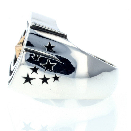 Eagle Star Signet Ring with Gold Star