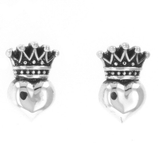 Baby Crowned Heart Post Earrings