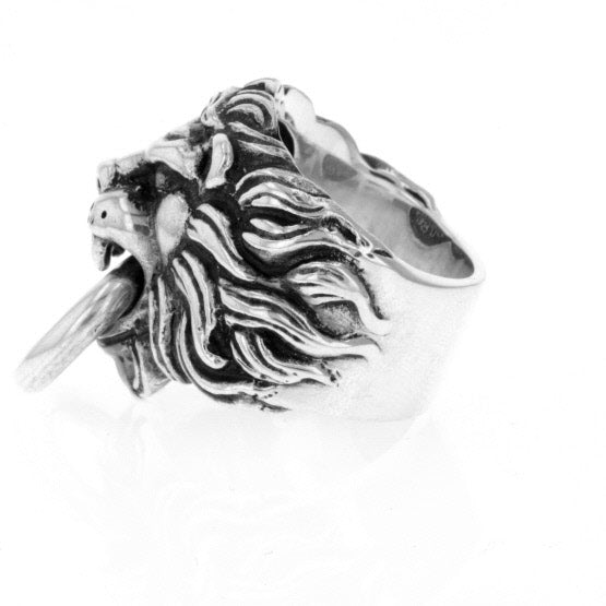Lion 925 STERLING SILVER Ring Large Massive LION Head Royal Power Leo King  Exclusive Gift Talisman Heavy Ring 26 grams - ELIZ Jewelry and Gems
