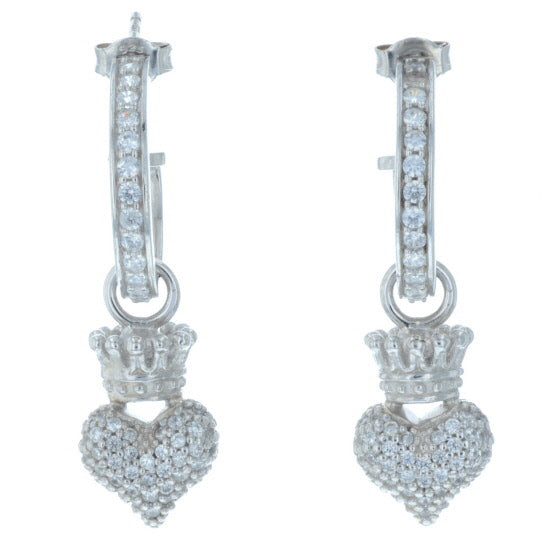 king baby crowned heart earrings