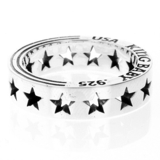 king baby silver pierced star ring