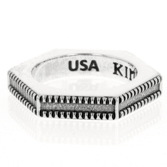 Hexagon Stackable Ring with Coin Edge
