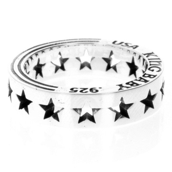 king baby silver pierced star ring