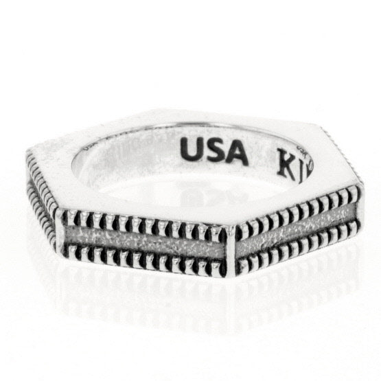 King Baby Hexagon Stackable Ring with Coin Edge