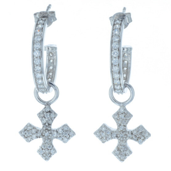 Small Pave CZ MB Cross Hoops