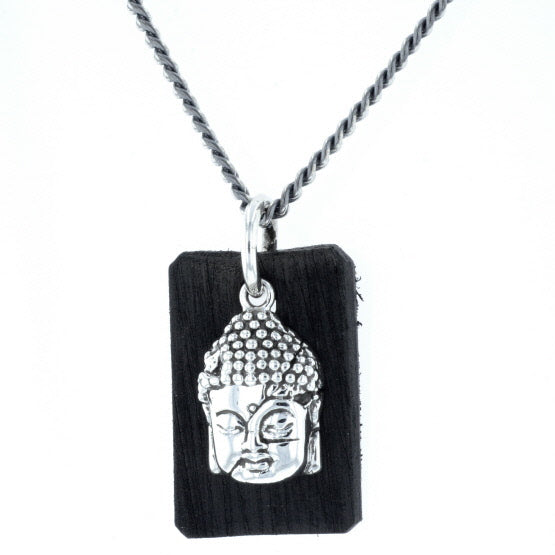 Meditating Buddha Pendant with Leather Tag