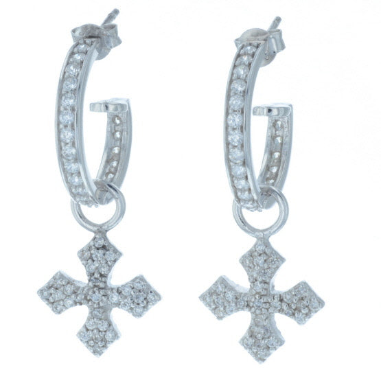 Small Pave CZ MB Cross Hoops