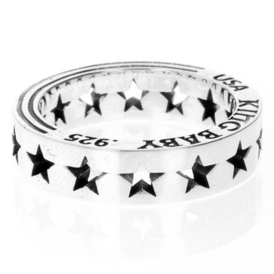 king baby silver pierced star ring