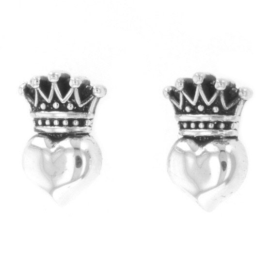 Baby Crowned Heart Post Earrings