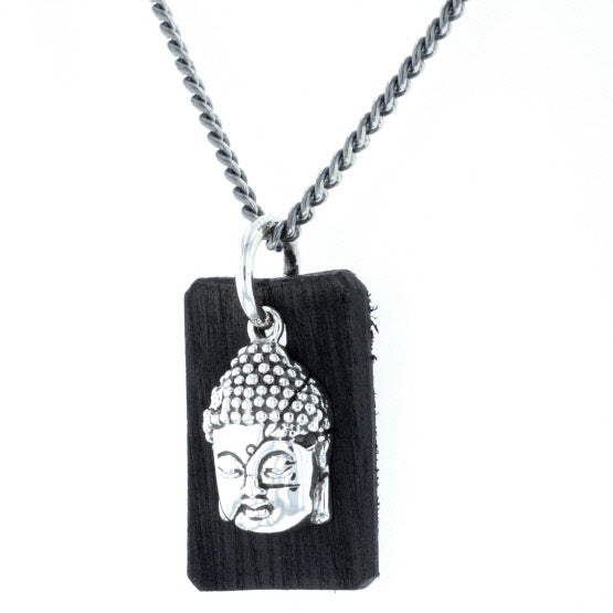 Meditating Buddha Pendant with Leather Tag