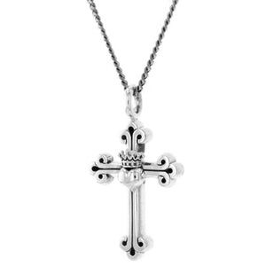 king baby traditional cross crowned heart pendant