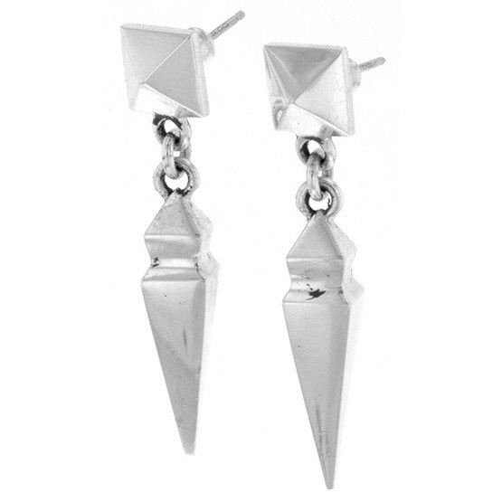 Pyramid Earrings with Geometric Spike Drop