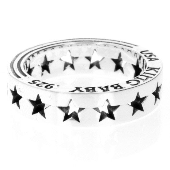 king baby silver pierced star ring