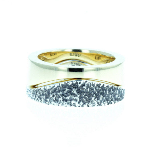 Yin Yang Double Stack Wave Band in Silver and Brass Alloy