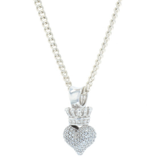 Small 3D Pave CZ Crowned Heart Pendant