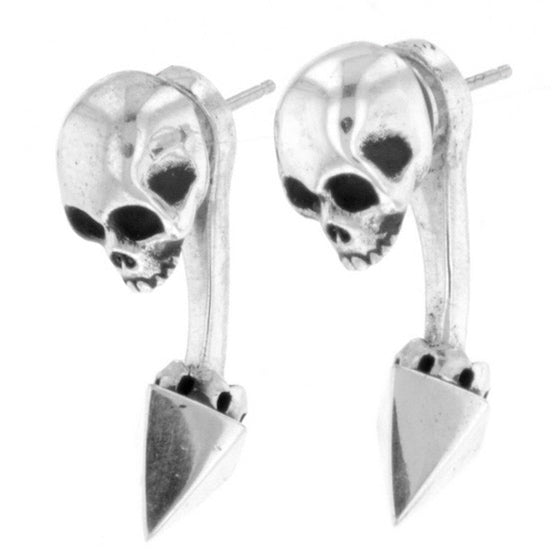 Skull Tunnel Earrings with Pyramid Back