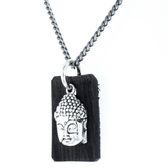 Meditating Buddha Pendant with Leather Tag