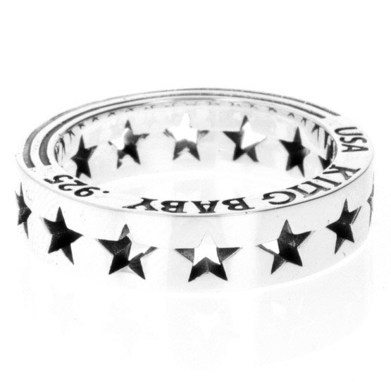 king baby silver pierced star ring