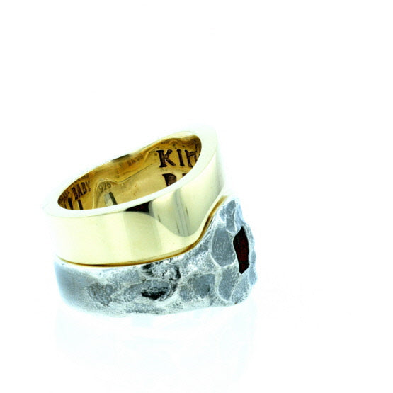 Yin Yang Double Stack Ring in Silver and Brass Alloy