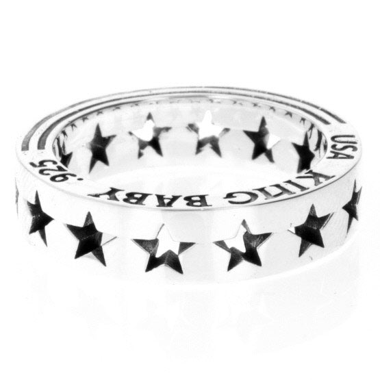 king baby silver pierced star ring