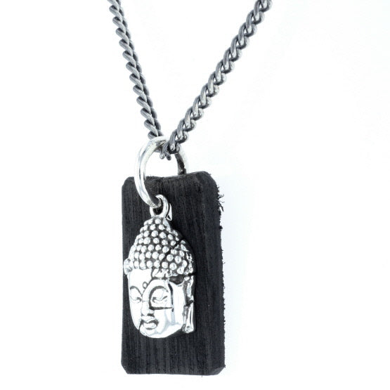 Meditating Buddha Pendant with Leather Tag