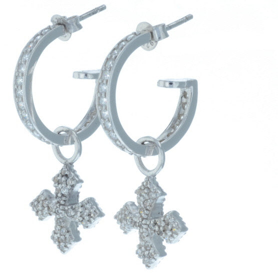 Small Pave CZ MB Cross Hoops