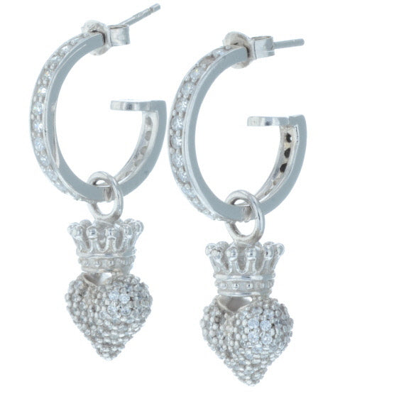 king baby crowned heart earrings