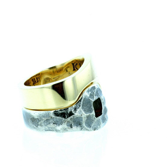 Yin Yang Double Stack Ring in Silver and Brass Alloy