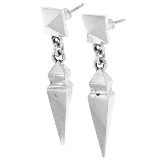 Pyramid Earrings with Geometric Spike Drop