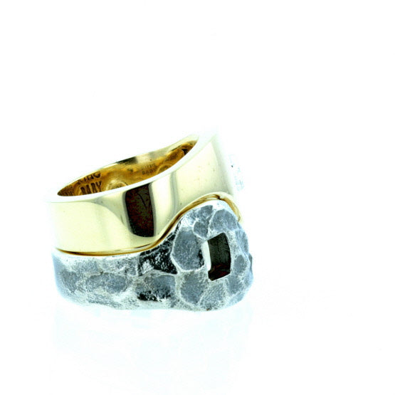 Yin Yang Double Stack Ring in Silver and Brass Alloy