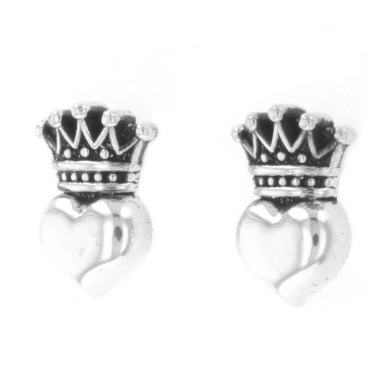 Baby Crowned Heart Post Earrings