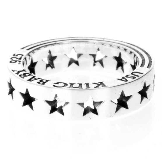 king baby silver pierced star ring