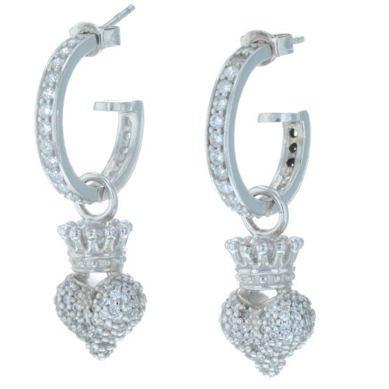 king baby crowned heart earrings