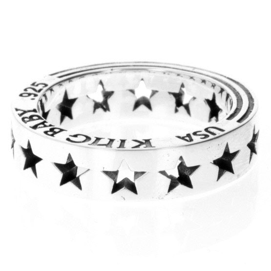 king baby silver pierced star ring