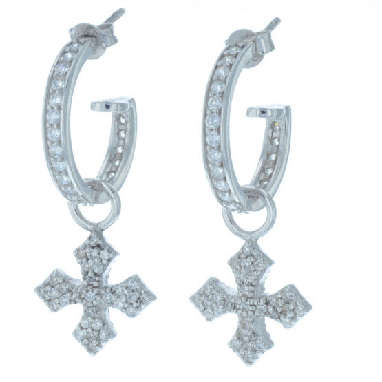 Small Pave CZ MB Cross Hoops