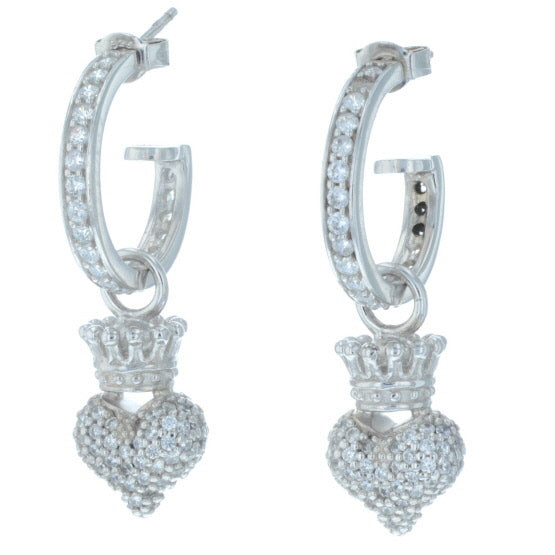 king baby crowned heart earrings