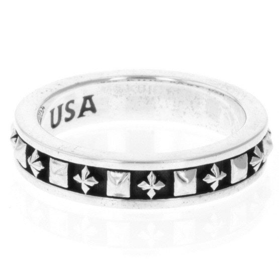 King Baby Stackable Studded Star Ring with MB Crosses