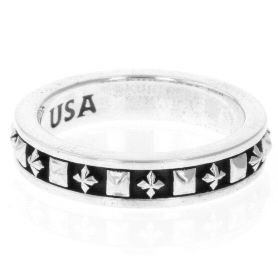 Stackable Studded Ring w/MB Crosses