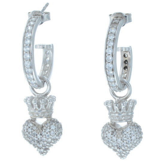 king baby crowned heart earrings