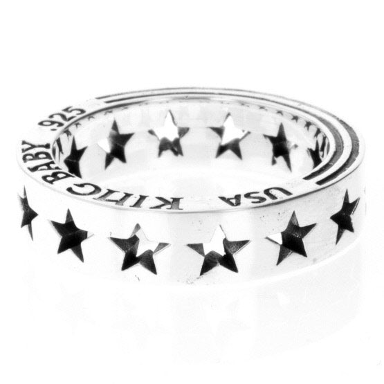 king baby silver pierced star ring