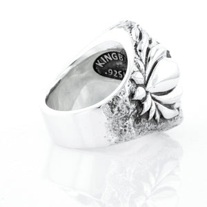 Jet Buddha Hidden in Silver Lotus Ring