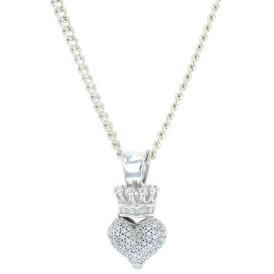 Small 3D Pave CZ Crowned Heart Pendant