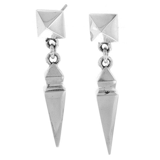 Pyramid Earrings with Geometric Spike Drop