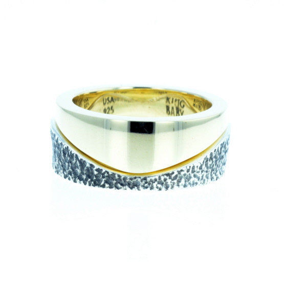 Yin Yang Double Stack Wave Band in Silver and Brass Alloy