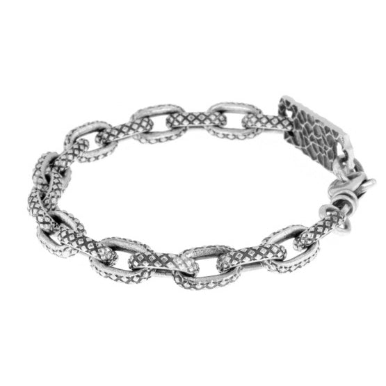king baby oval link crosshatch bracelet