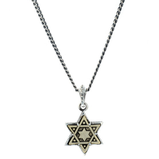 Large Alloy Star of David in Silver Frame Pendant