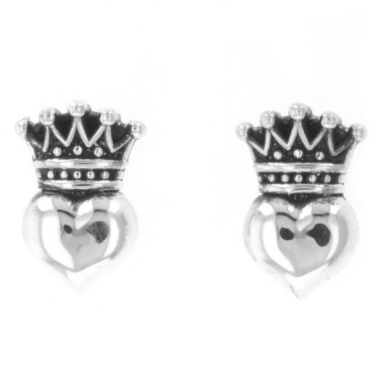 Baby Crowned Heart Post Earrings