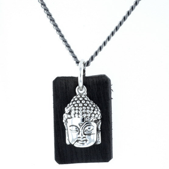 Meditating Buddha Pendant with Leather Tag